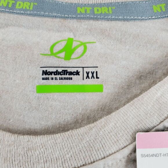 NordicTrack Shirt Mens 2XL Tan Raglan Heather Short Sleeve Logo Crew Neck Tee - Picture 2 of 9
